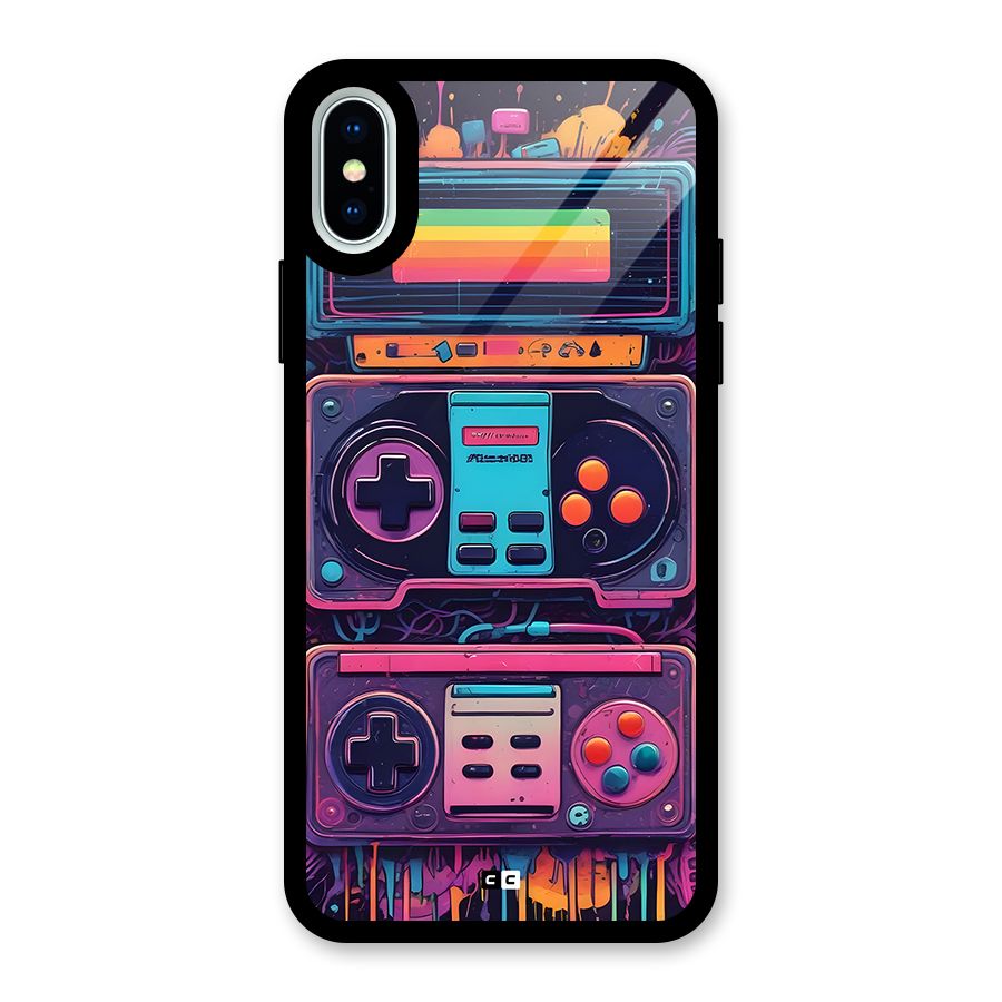 Comic Gaming Console Glass Back Case for iPhone XS