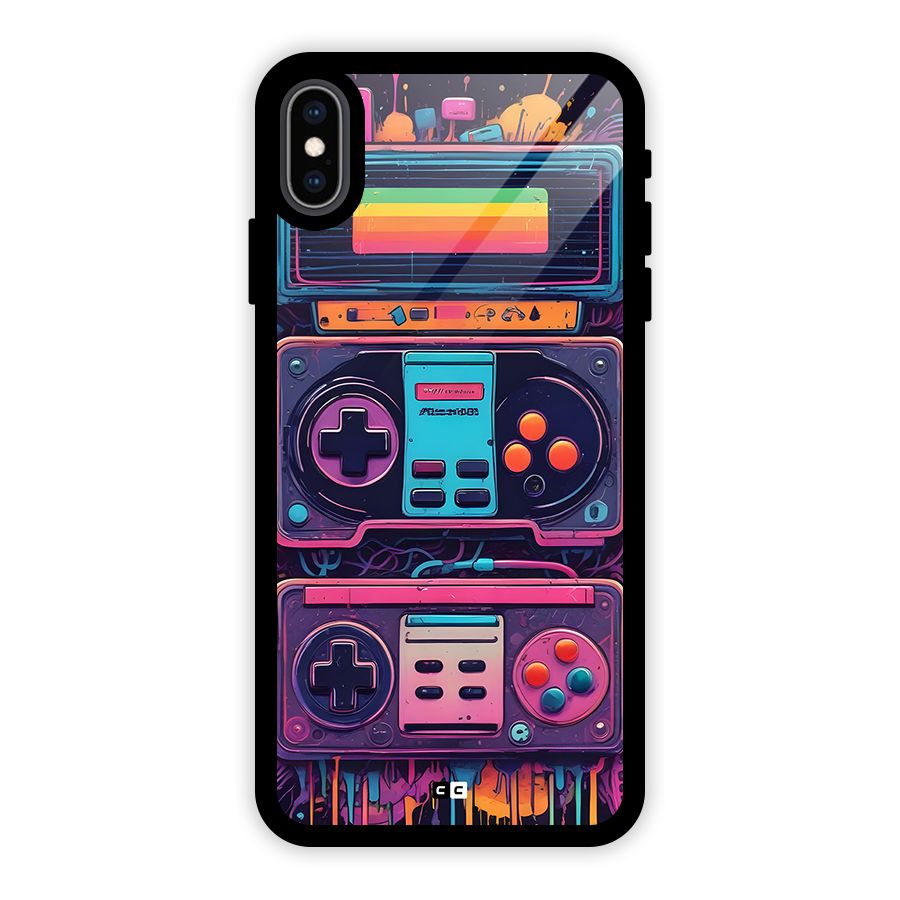 Comic Gaming Console Glass Back Case for iPhone XS Max