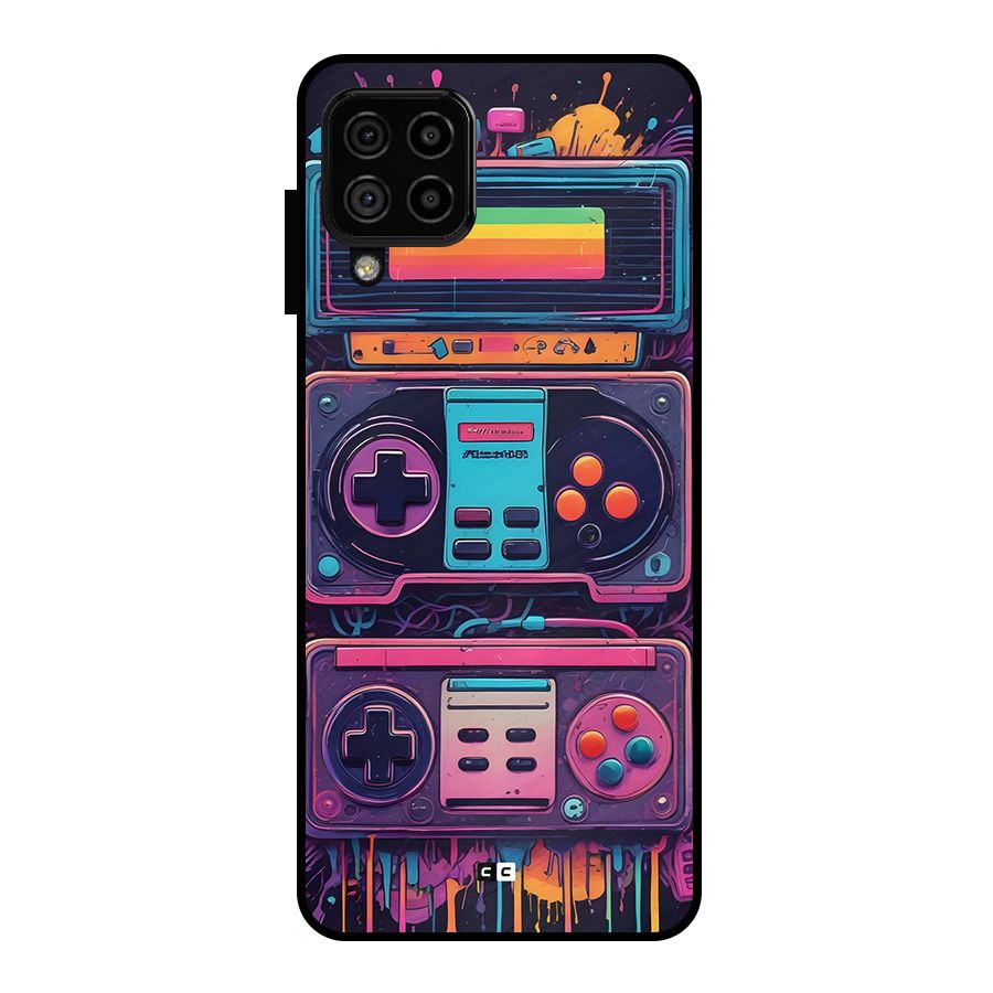 Comic Gaming Console Metal Back Case for Galaxy A22 4G