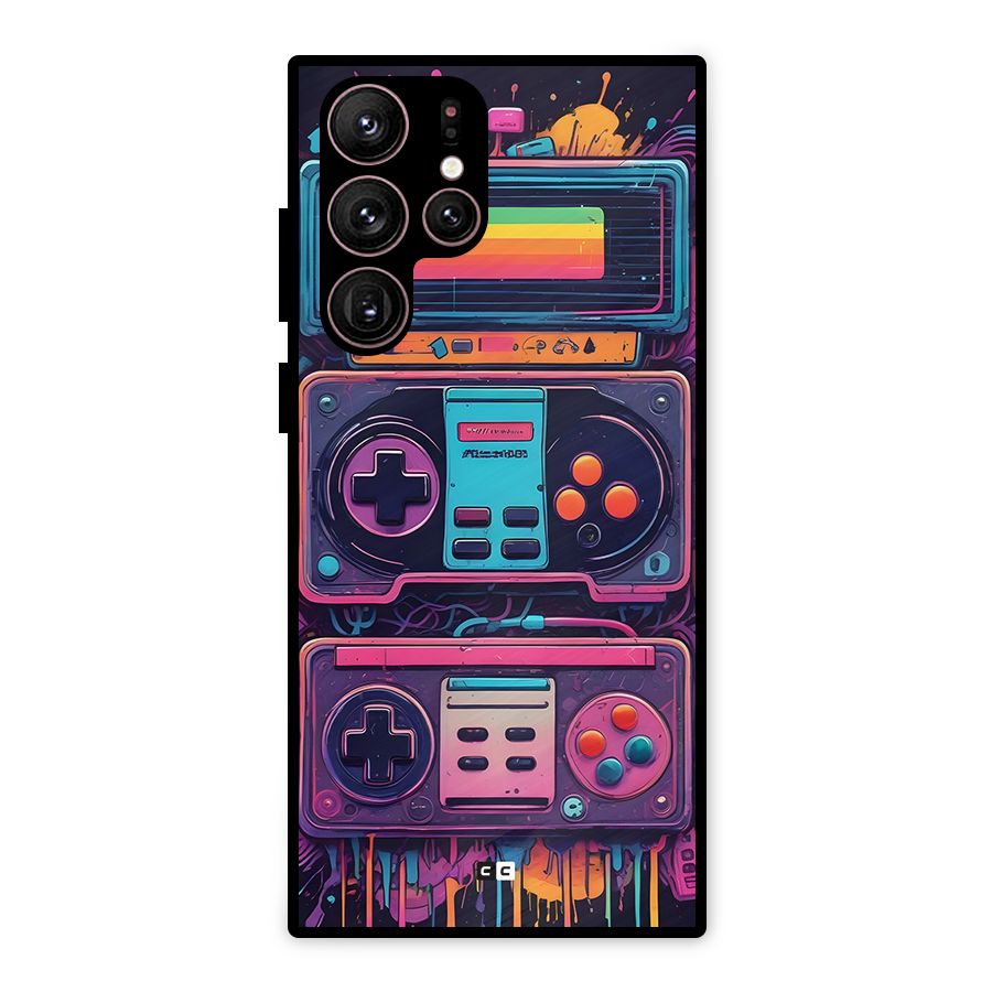 Comic Gaming Console Metal Back Case for Galaxy S22 Ultra 5G