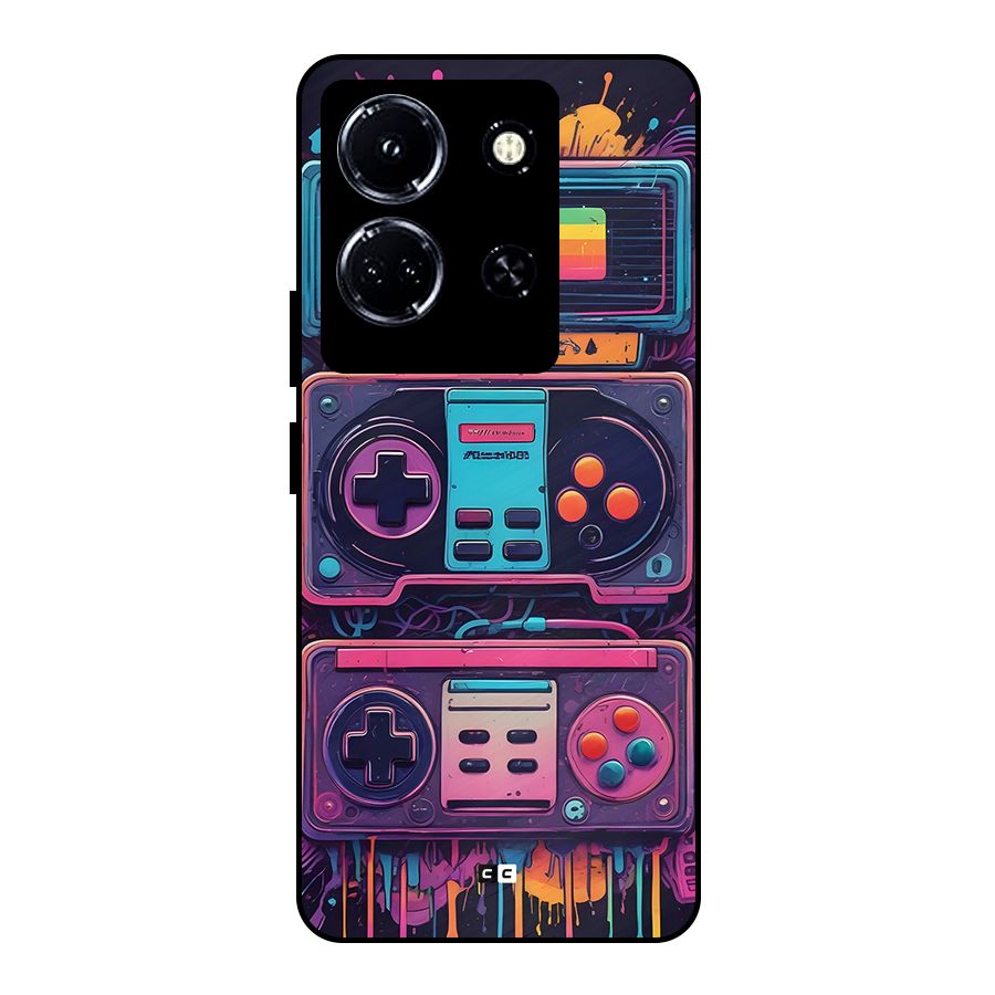 Comic Gaming Console Metal Back Case for Infinix Note 30 5G