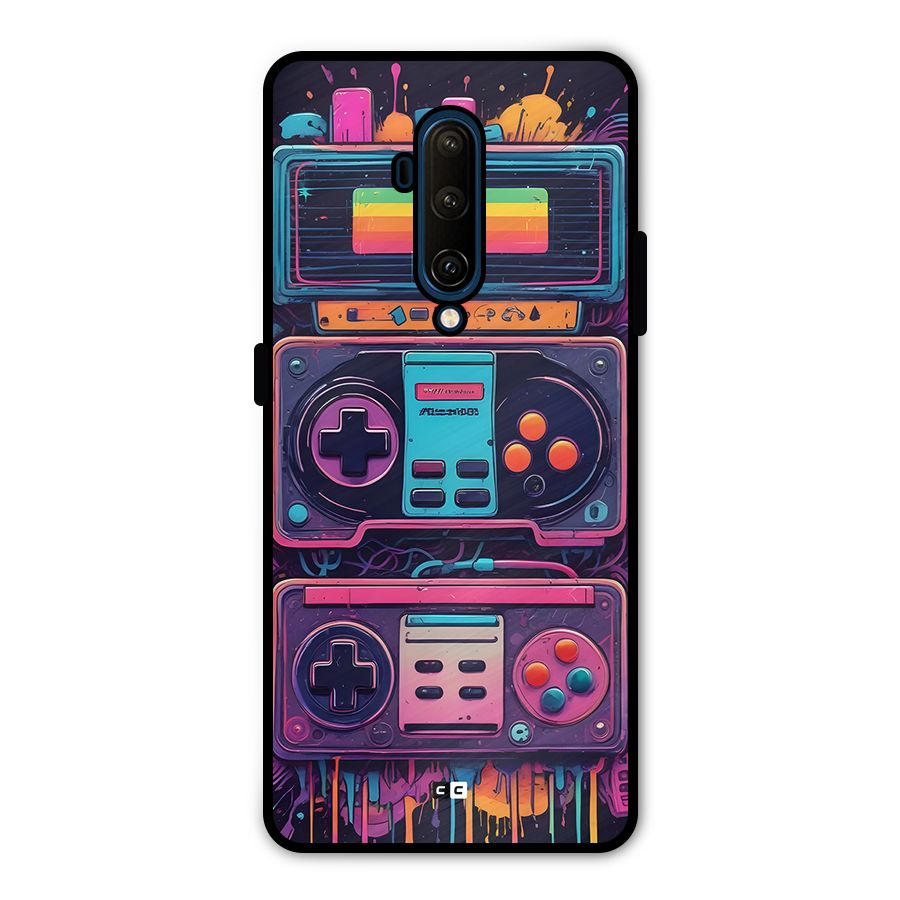 Comic Gaming Console Metal Back Case for OnePlus 7T Pro