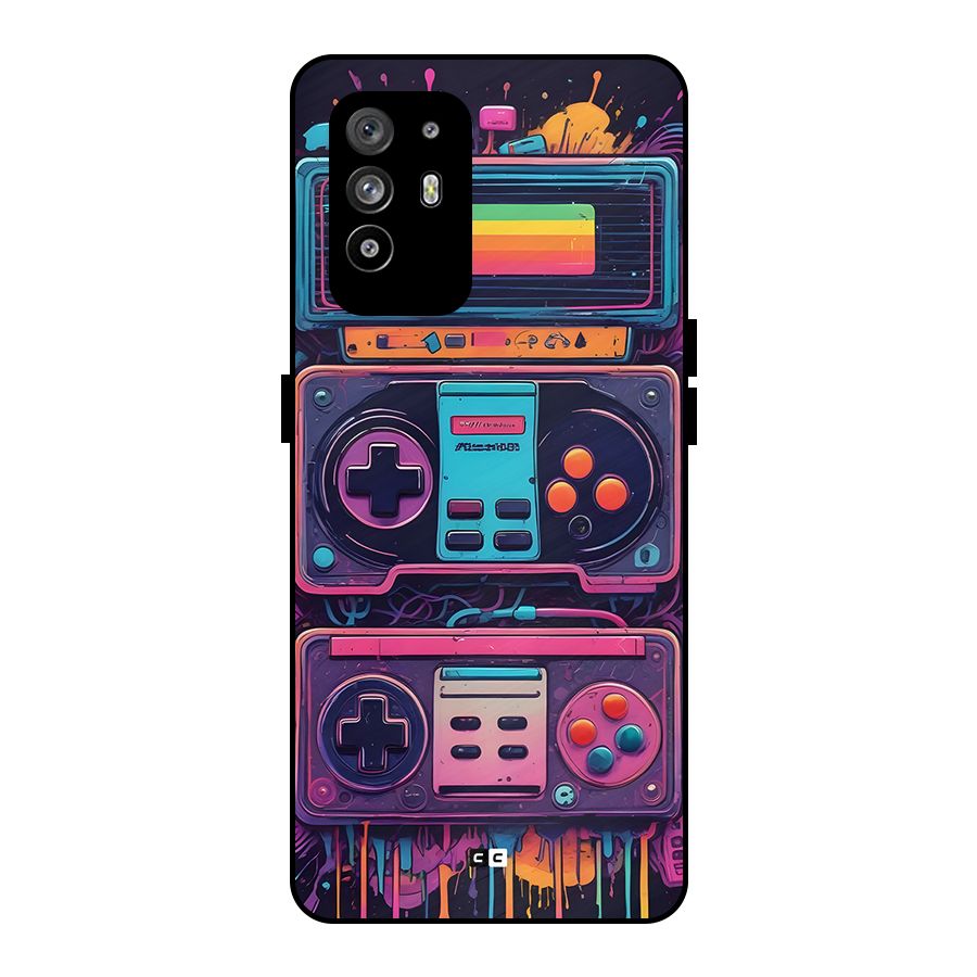 Comic Gaming Console Metal Back Case for Oppo F19 Pro Plus 5G
