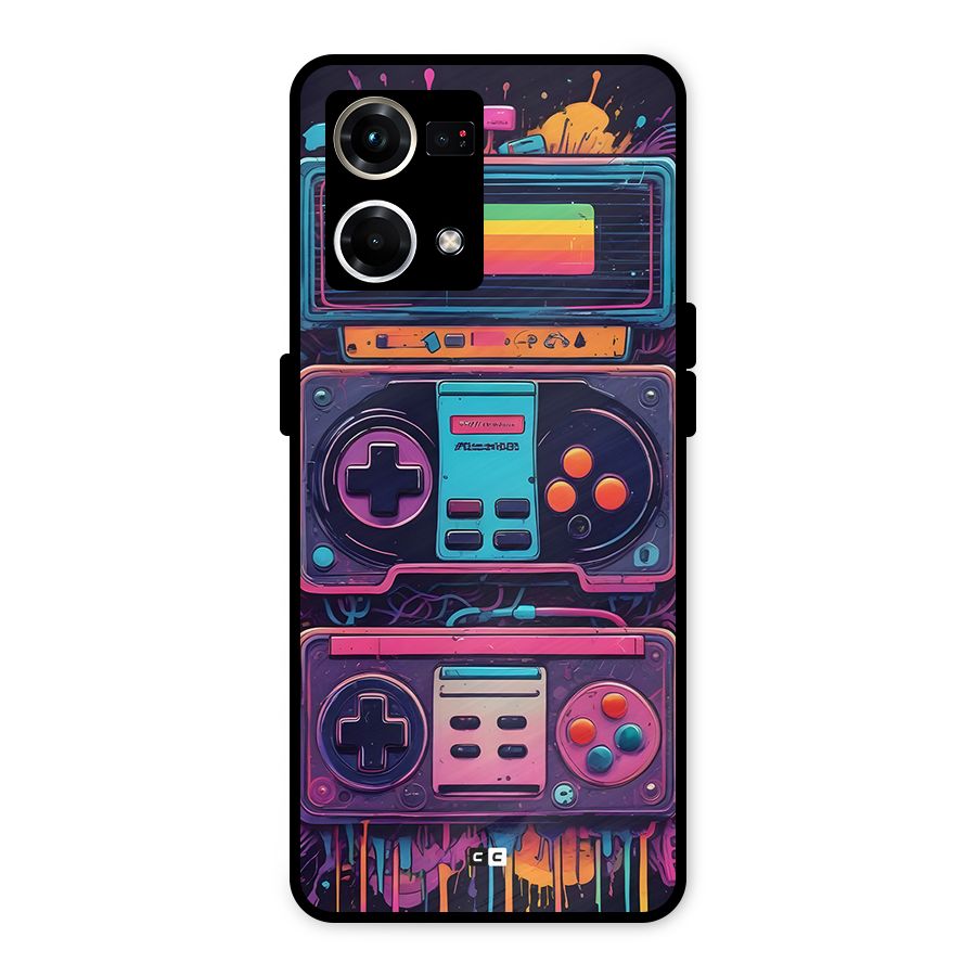 Comic Gaming Console Metal Back Case for Oppo F21 Pro 4G