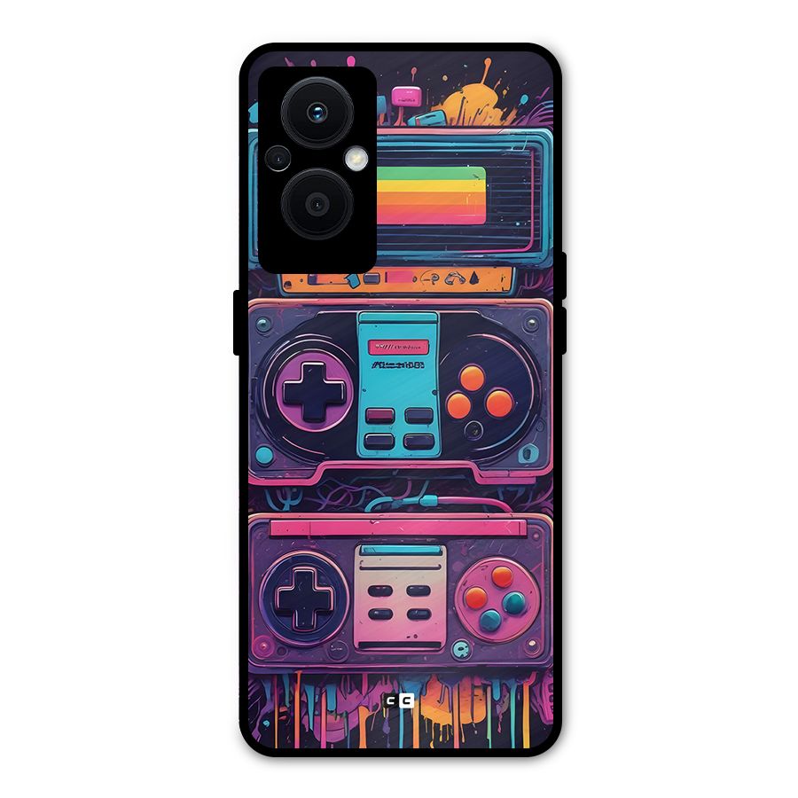 Comic Gaming Console Metal Back Case for Oppo F21s Pro 5G