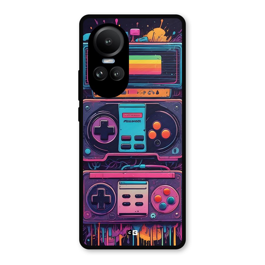 Comic Gaming Console Metal Back Case for Oppo Reno10 Pro