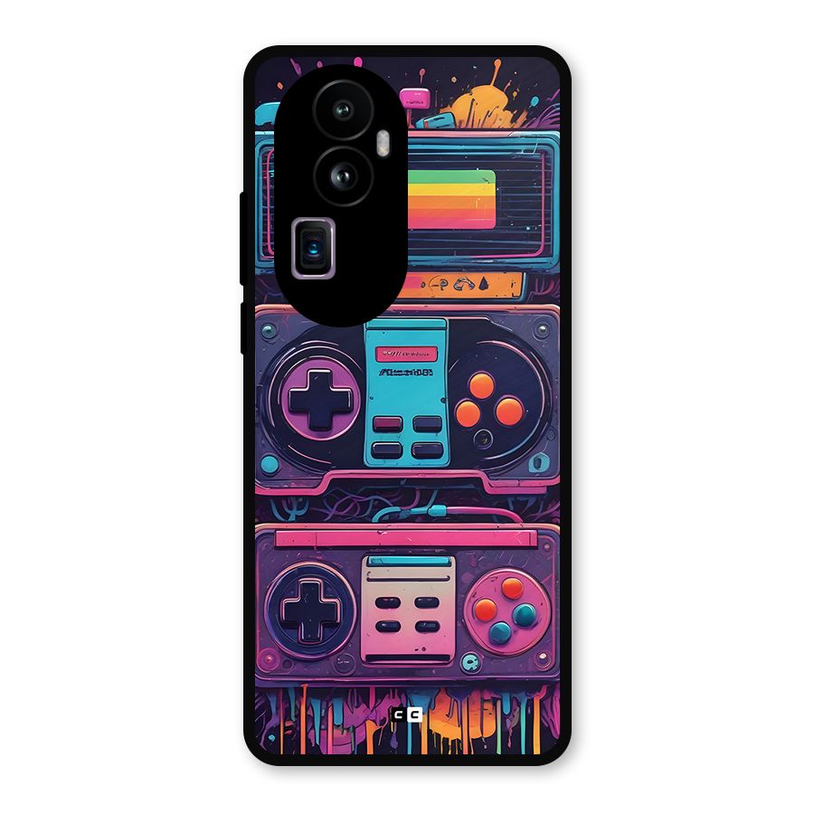 Comic Gaming Console Metal Back Case for Oppo Reno10 Pro Plus