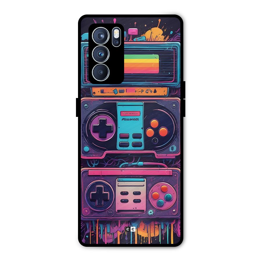Comic Gaming Console Metal Back Case for Oppo Reno6 Pro 5G