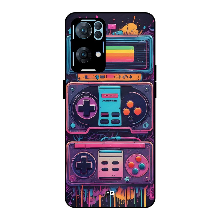 Comic Gaming Console Metal Back Case for Oppo Reno7 Pro 5G