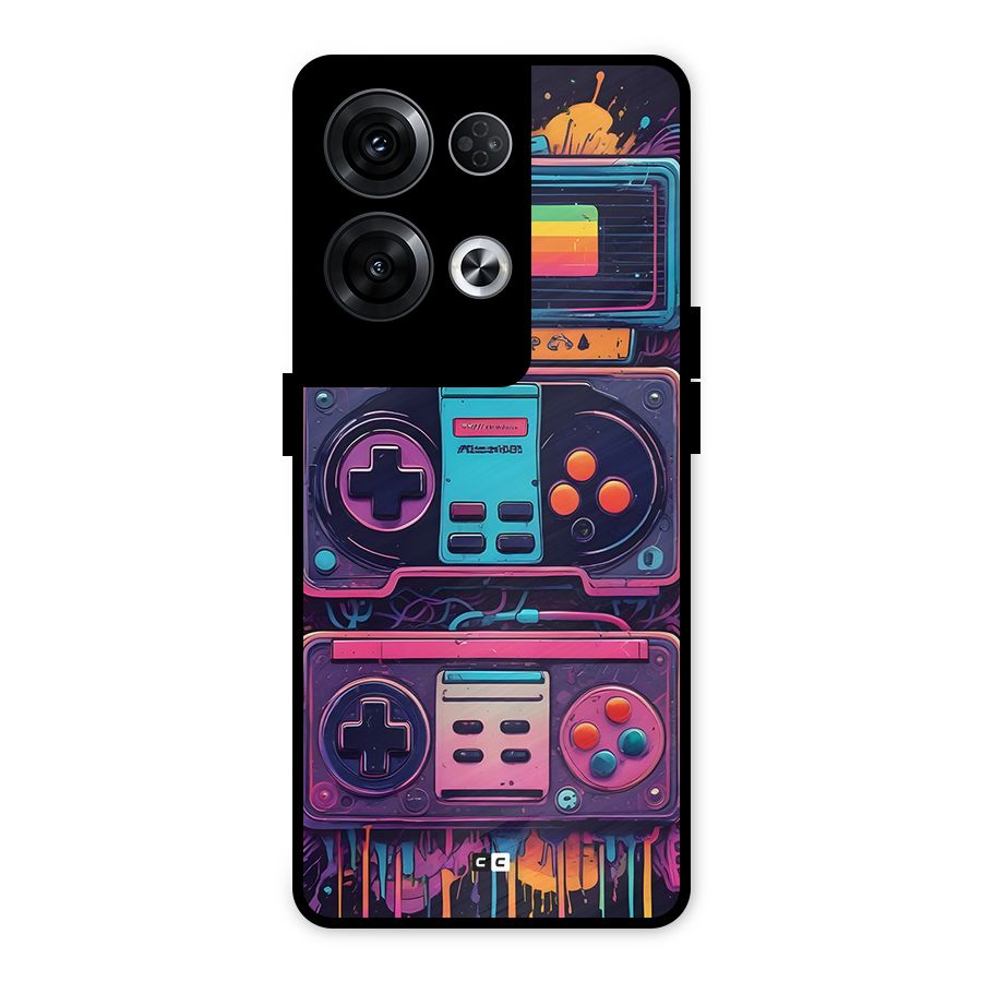 Comic Gaming Console Metal Back Case for Oppo Reno8 Pro 5G