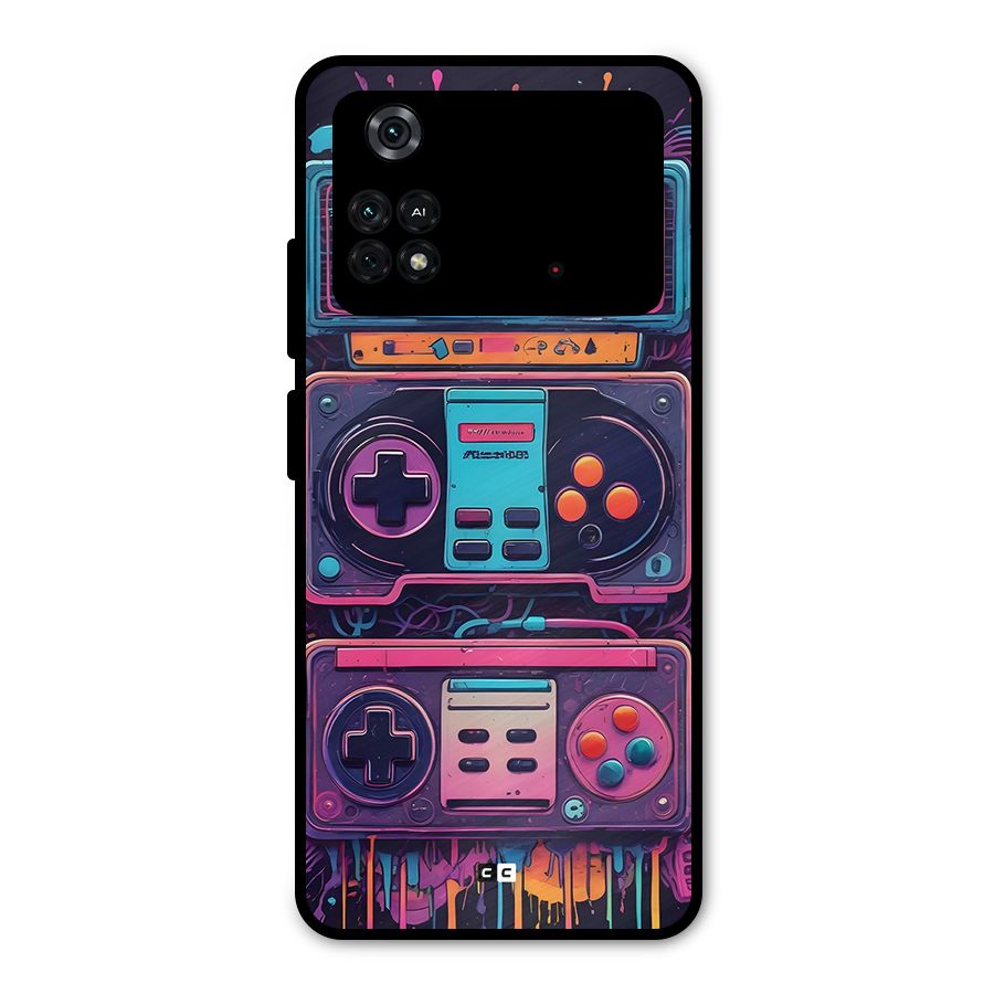 Comic Gaming Console Metal Back Case for Poco M4 Pro 4G
