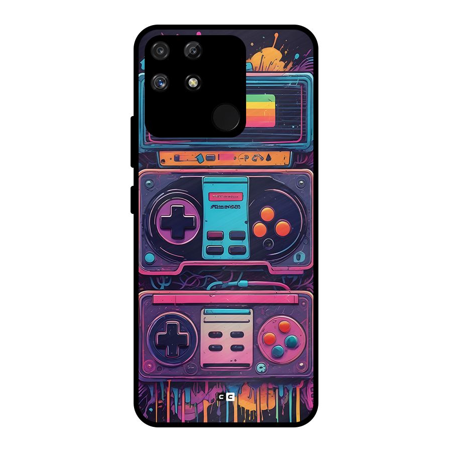 Comic Gaming Console Metal Back Case for Realme Narzo 50A