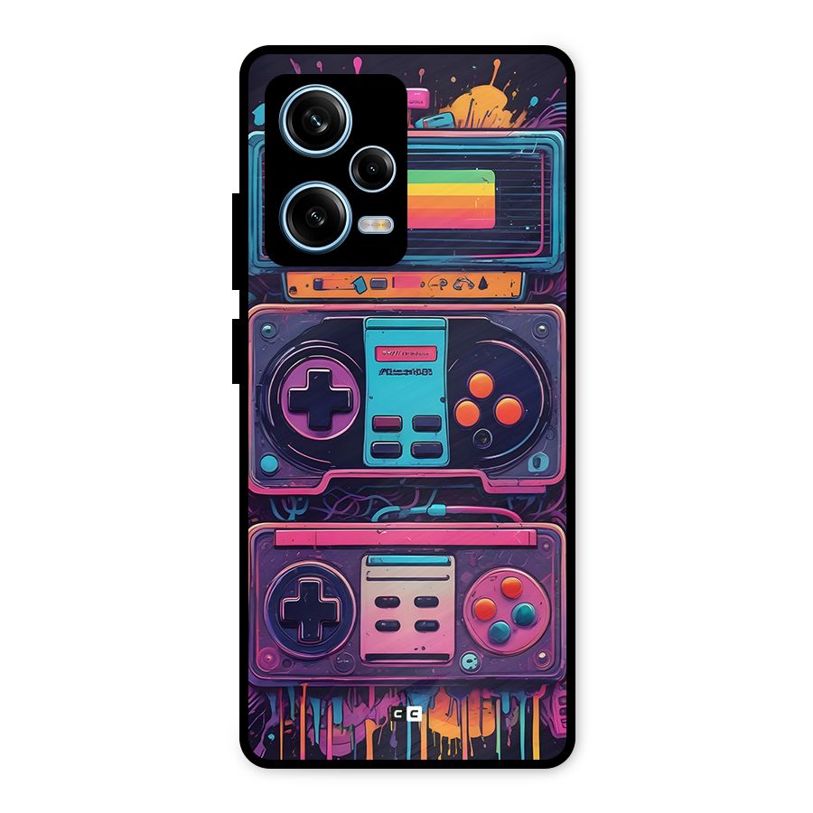 Comic Gaming Console Metal Back Case for Redmi Note 12 Pro
