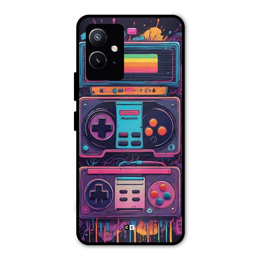 Comic Gaming Console Metal Back Case for Vivo T1 5G