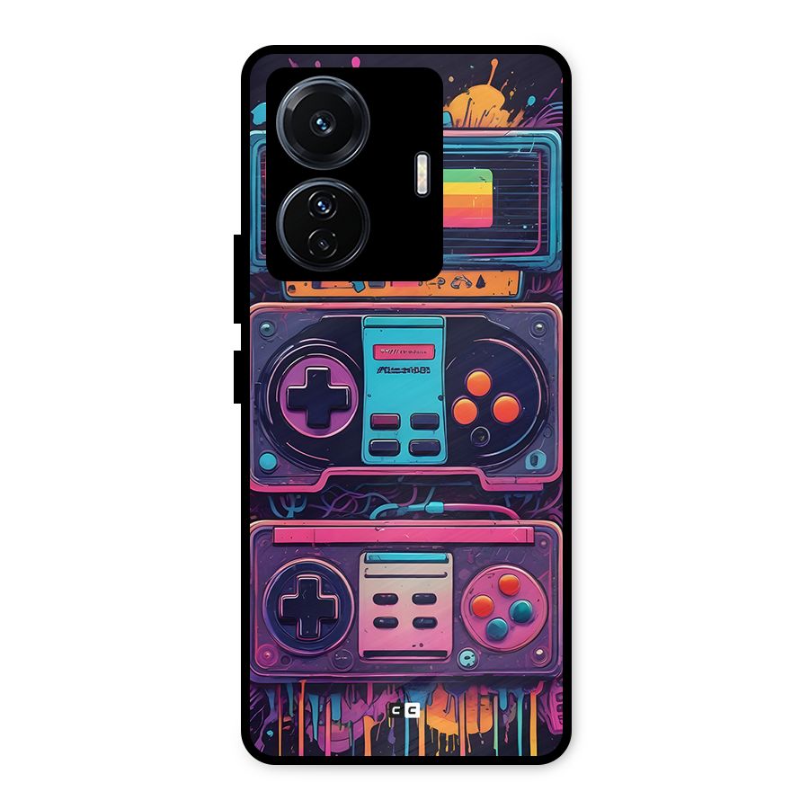 Comic Gaming Console Metal Back Case for Vivo T1 Pro