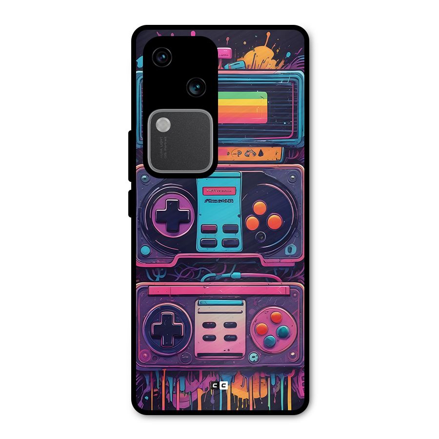 Comic Gaming Console Metal Back Case for Vivo V30 Pro