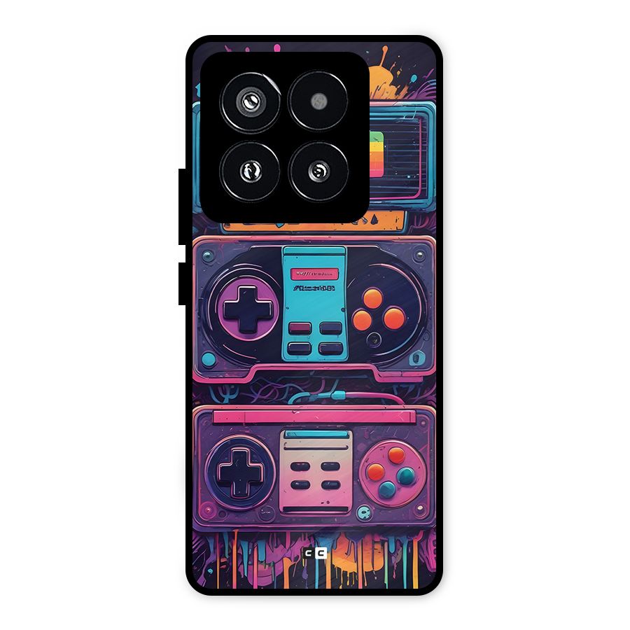 Comic Gaming Console Metal Back Case for Xiaomi 14 Pro