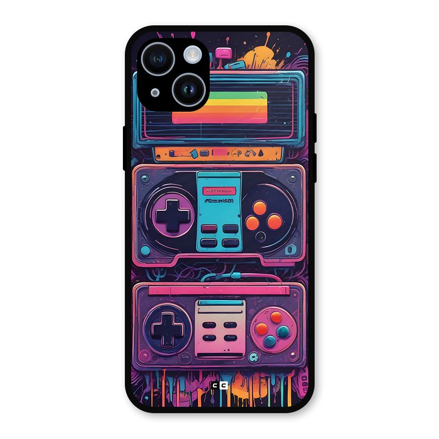 Comic Gaming Console Metal Back Case for iPhone 14