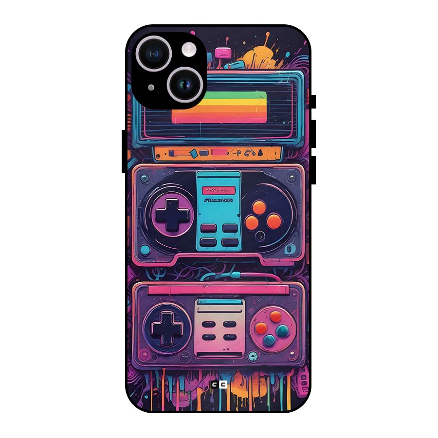Comic Gaming Console Metal Back Case for iPhone 14 Plus