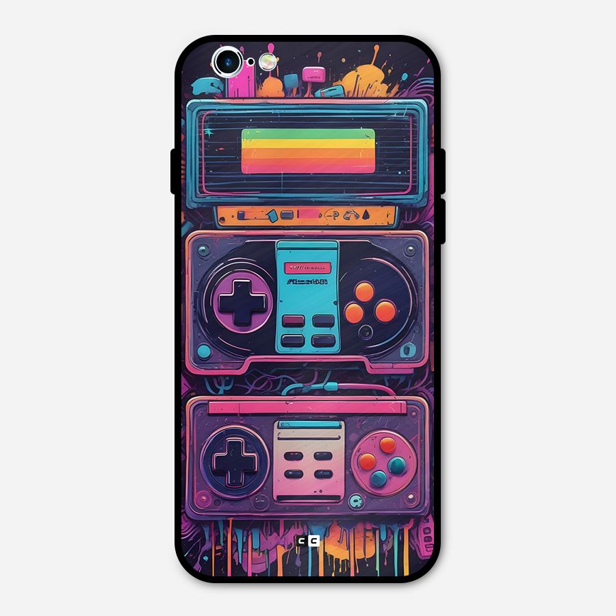 Comic Gaming Console Metal Back Case for iPhone 6 6s