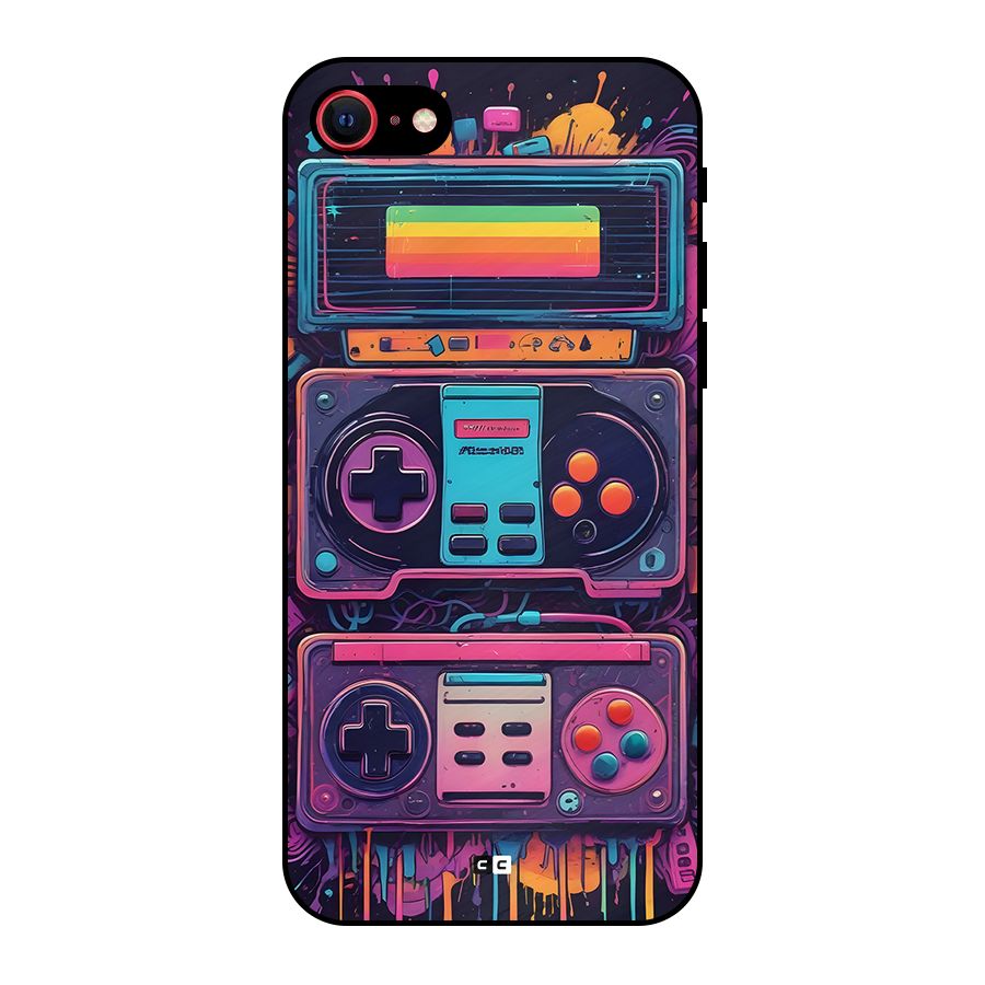 Comic Gaming Console Metal Back Case for iPhone 8