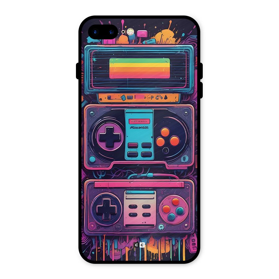 Comic Gaming Console Metal Back Case for iPhone 8 Plus