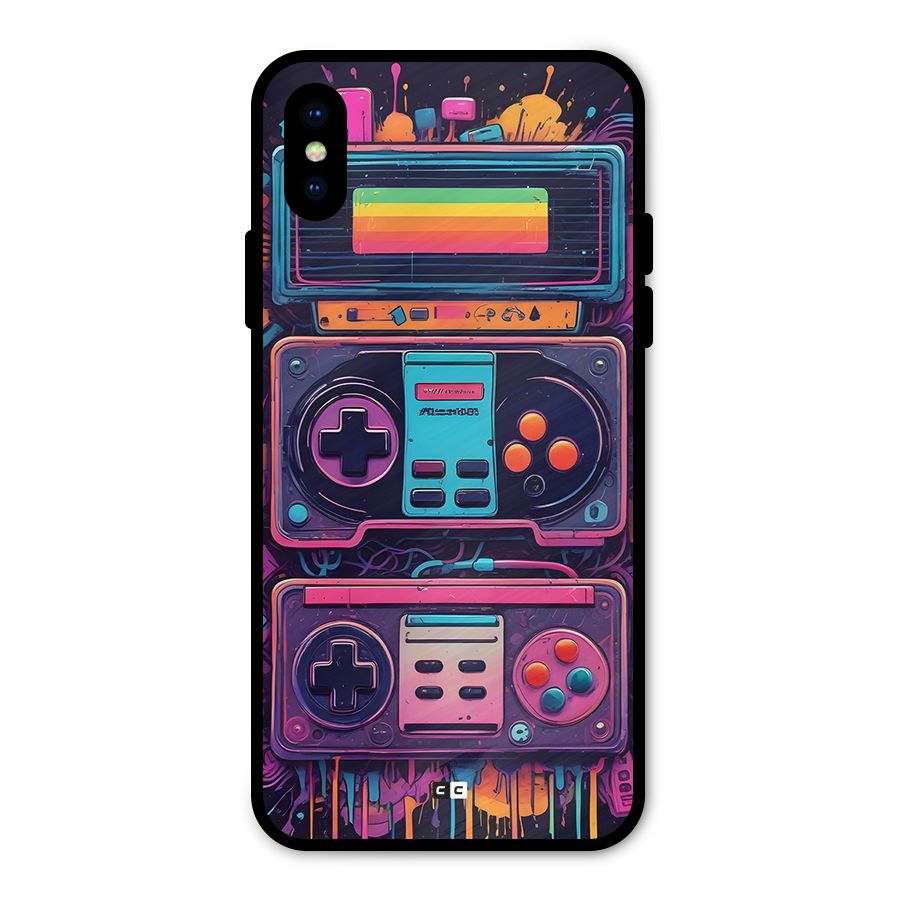 Comic Gaming Console Metal Back Case for iPhone XS