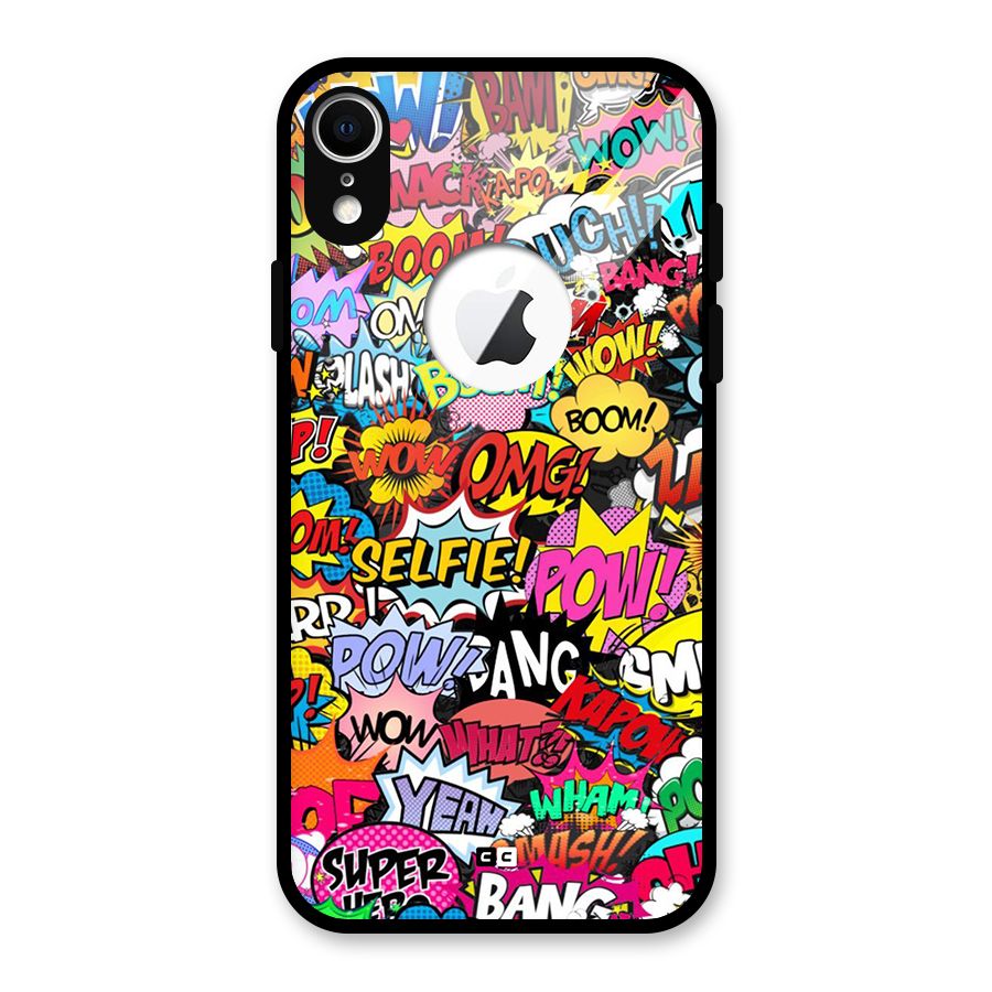 Comic Ringtone Glass Back Case for iPhone XR Logo Cut