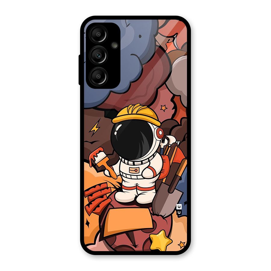 Comic Space Astronaut Glass Back Case for Galaxy A14 5G