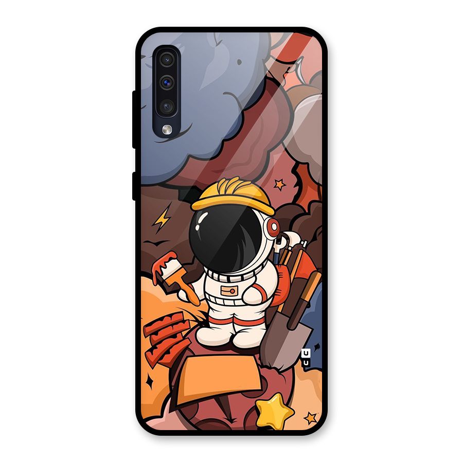 Comic Space Astronaut Glass Back Case for Galaxy A30s