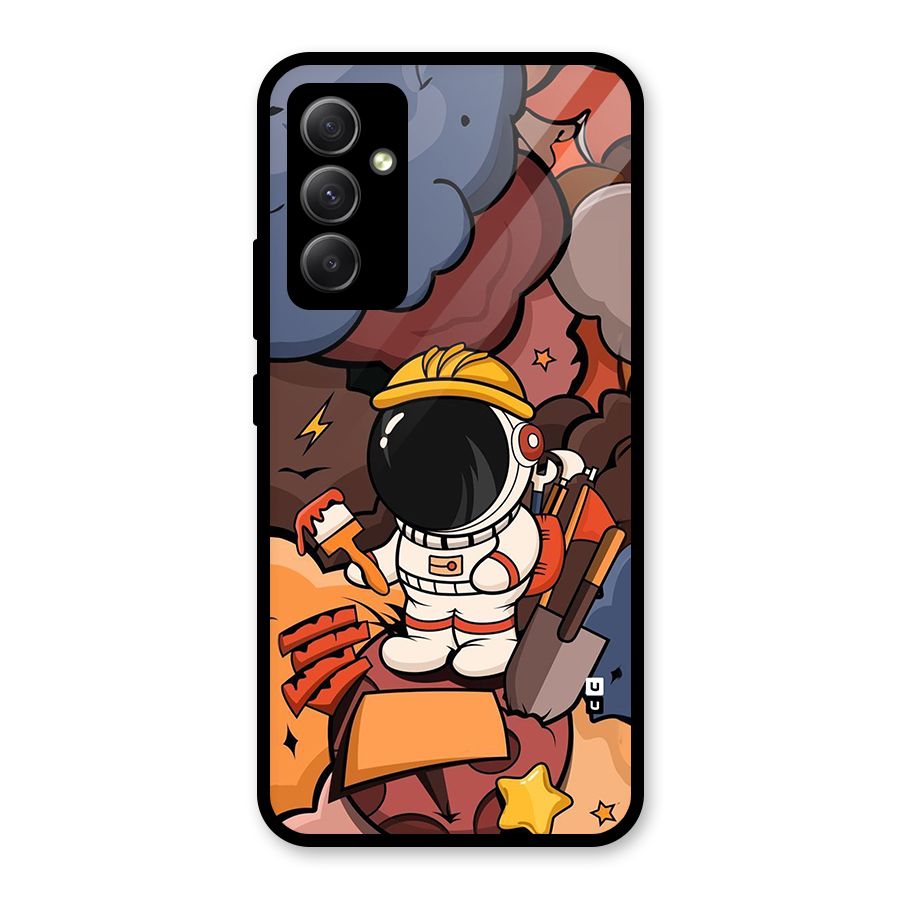 Comic Space Astronaut Glass Back Case for Galaxy A34