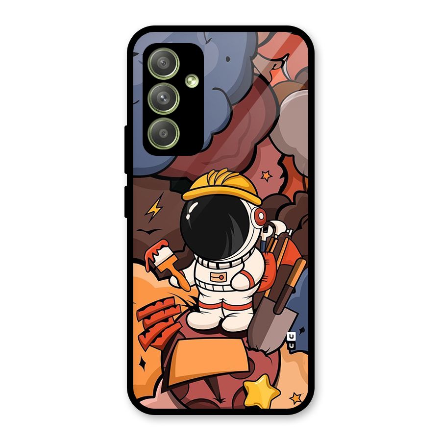 Comic Space Astronaut Glass Back Case for Galaxy A54