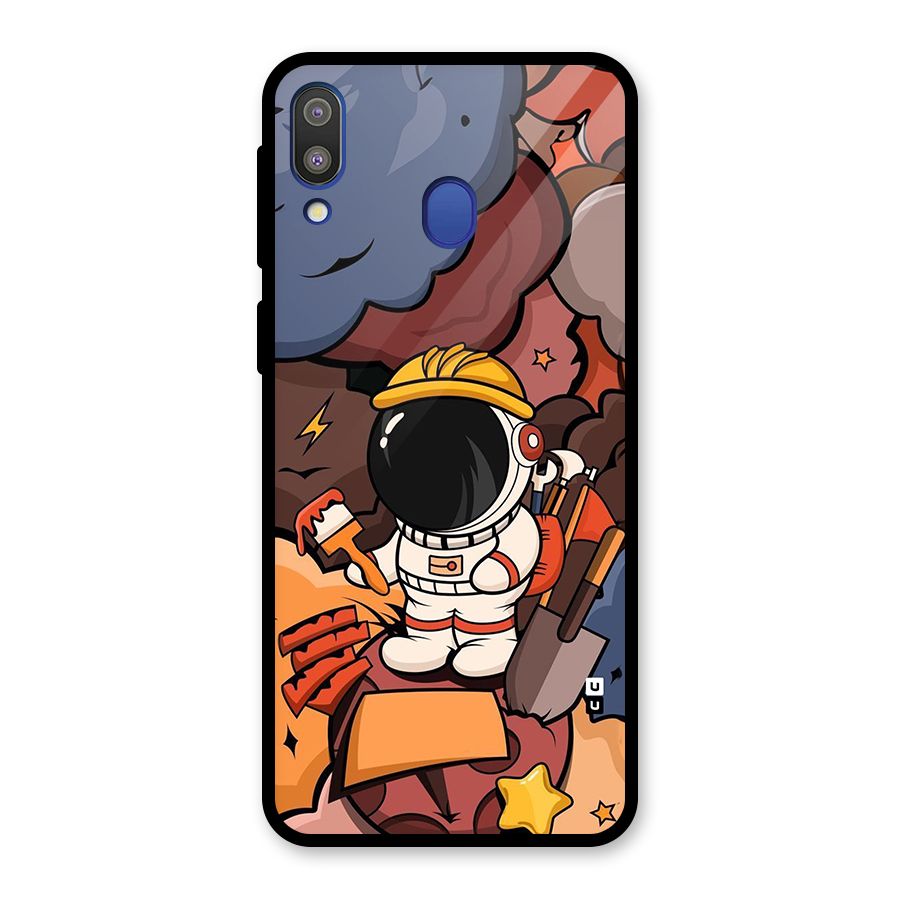 Comic Space Astronaut Glass Back Case for Galaxy M20