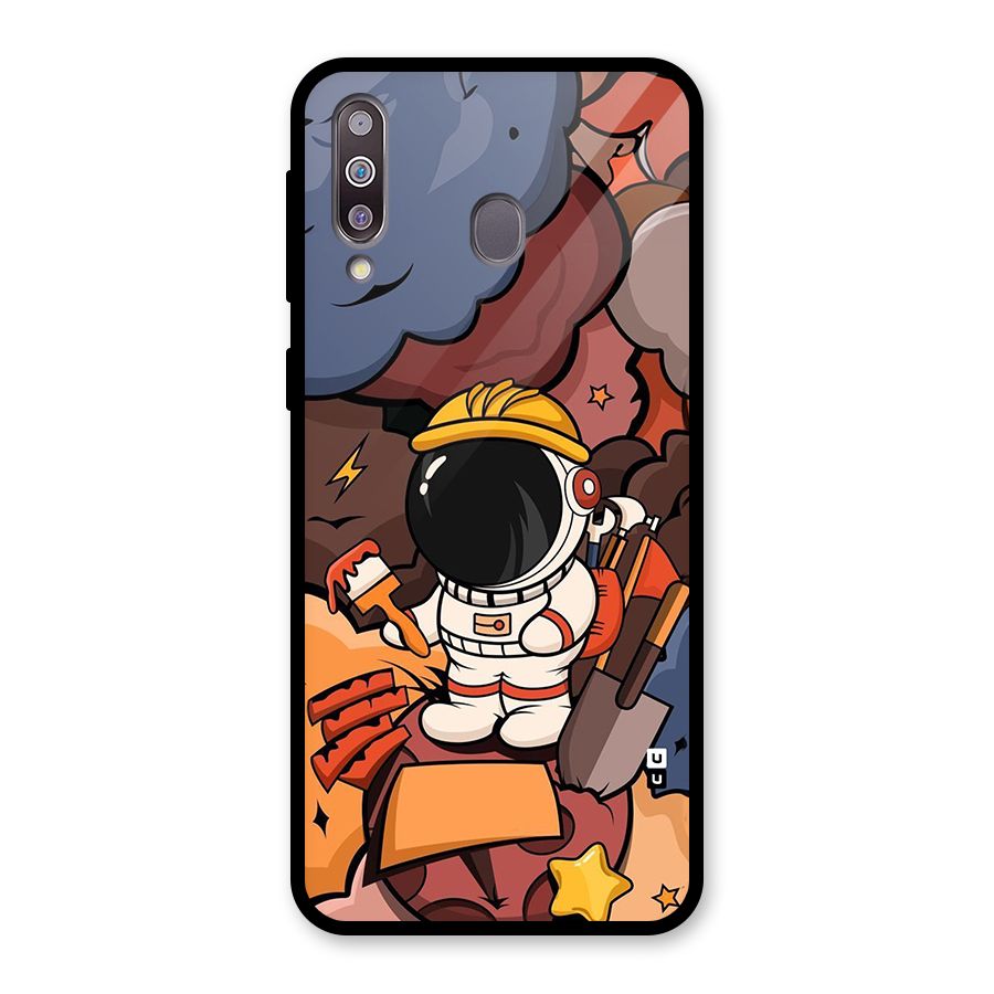 Comic Space Astronaut Glass Back Case for Galaxy M30