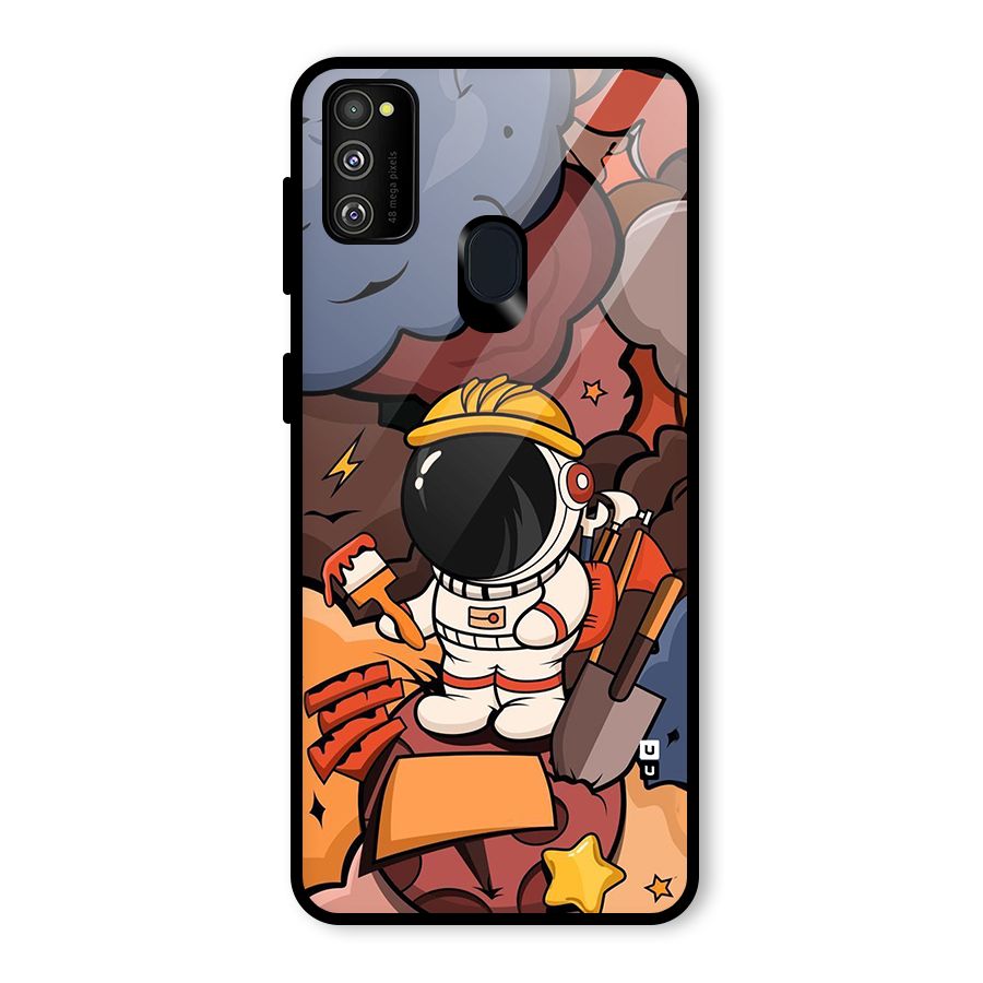 Comic Space Astronaut Glass Back Case for Galaxy M30s