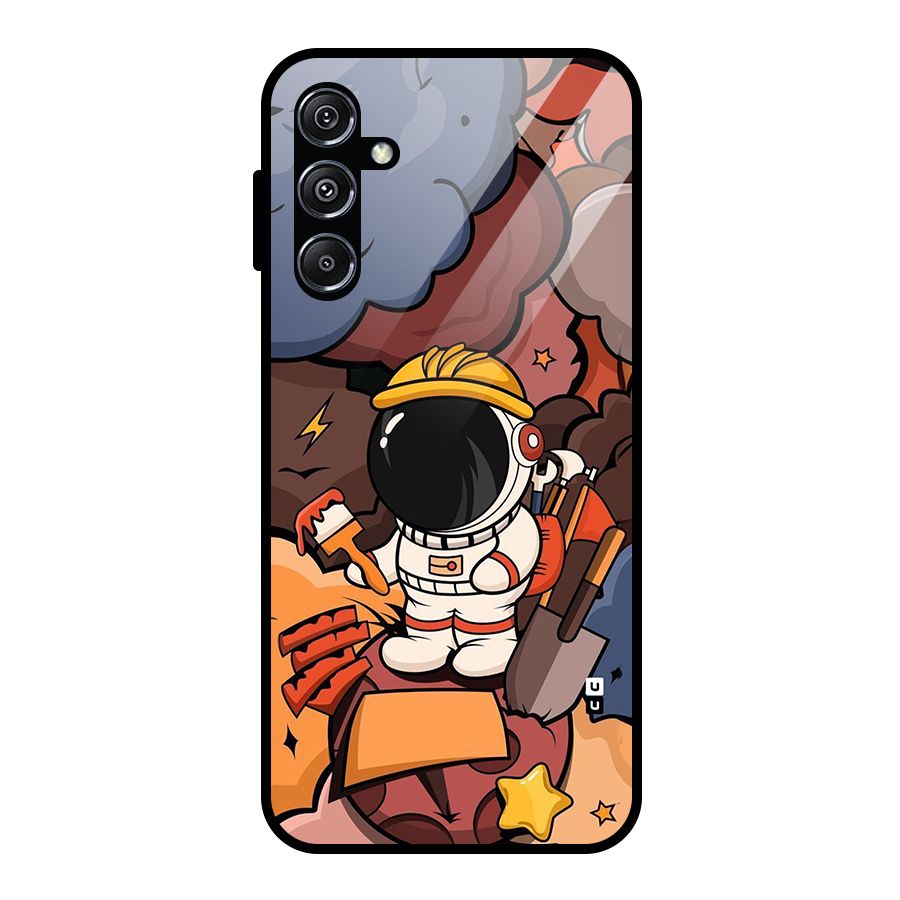 Comic Space Astronaut Glass Back Case for Galaxy M34 5G