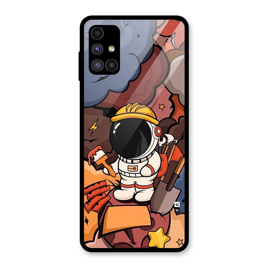 Comic Space Astronaut Glass Back Case for Galaxy M51