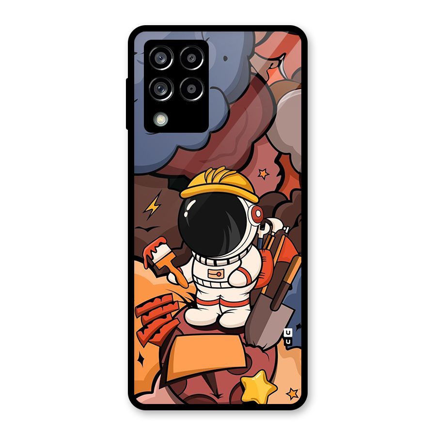 Comic Space Astronaut Glass Back Case for Galaxy M53 5G