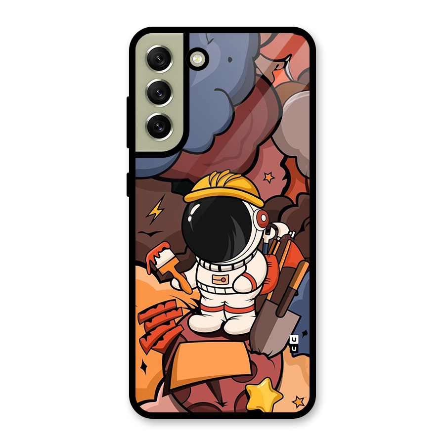 Comic Space Astronaut Glass Back Case for Galaxy S21 FE 5G