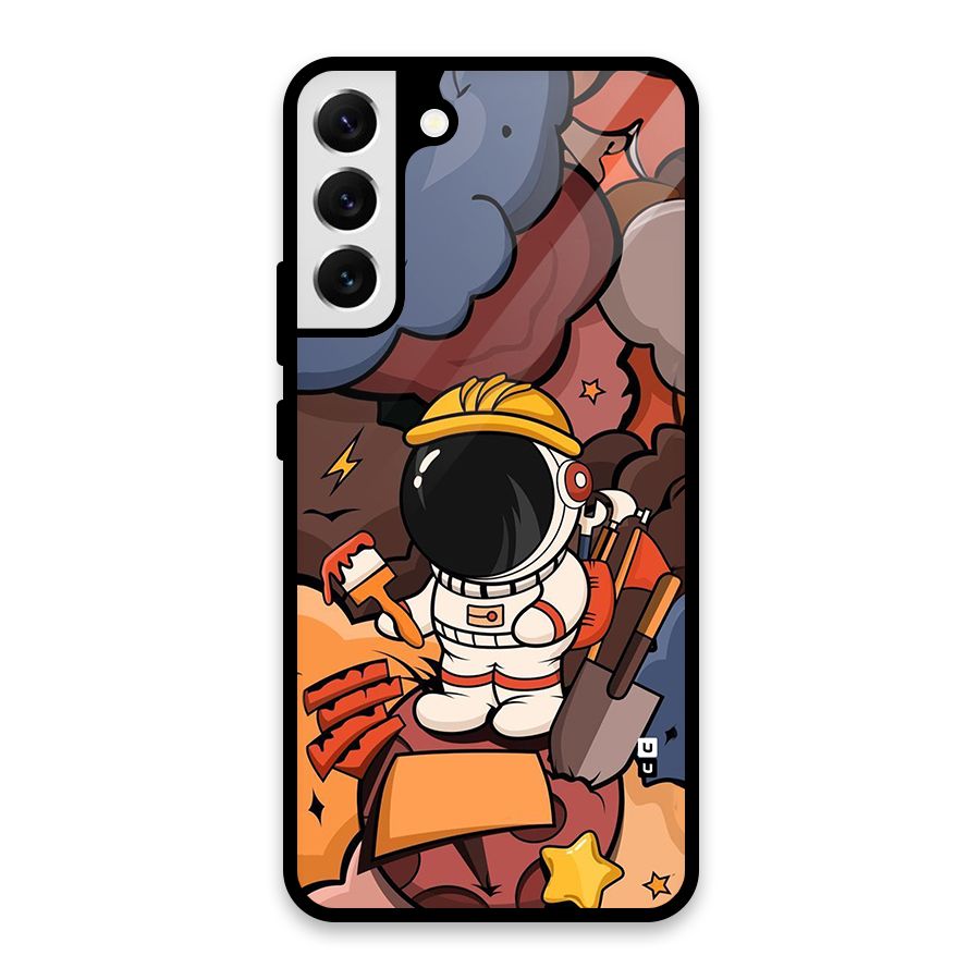 Comic Space Astronaut Glass Back Case for Galaxy S22 Plus 5G