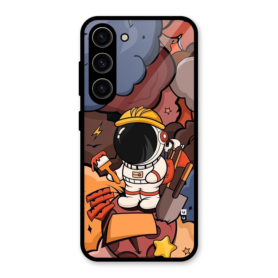 Comic Space Astronaut Glass Back Case for Galaxy S23