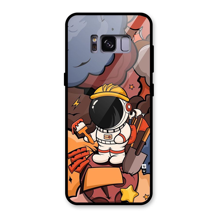 Comic Space Astronaut Glass Back Case for Galaxy S8