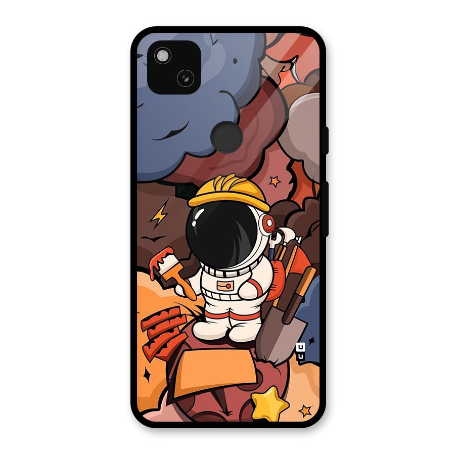 Comic Space Astronaut Glass Back Case for Google Pixel 4a