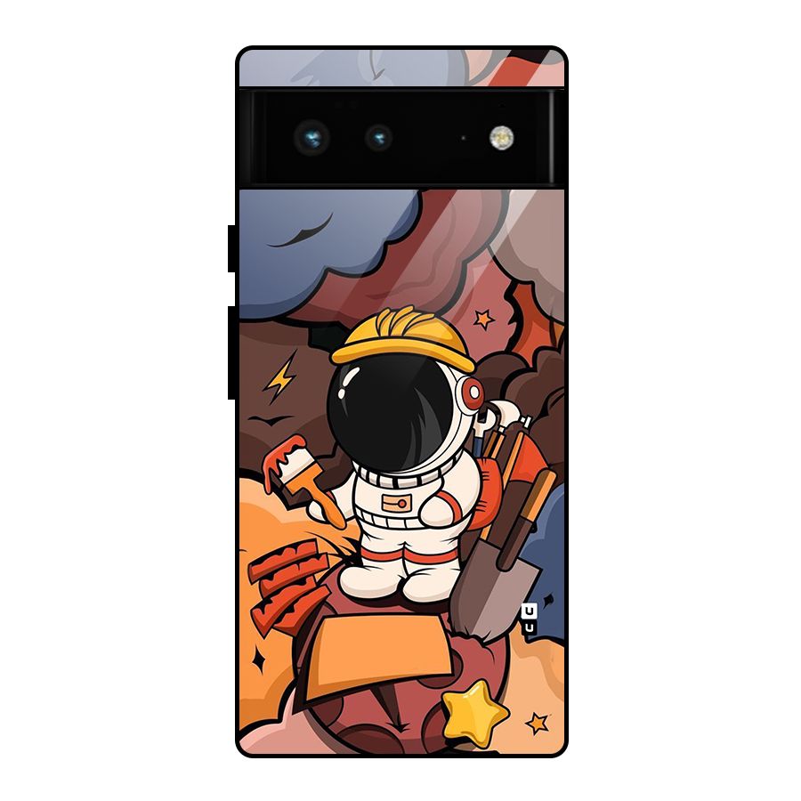 Comic Space Astronaut Glass Back Case for Google Pixel 6
