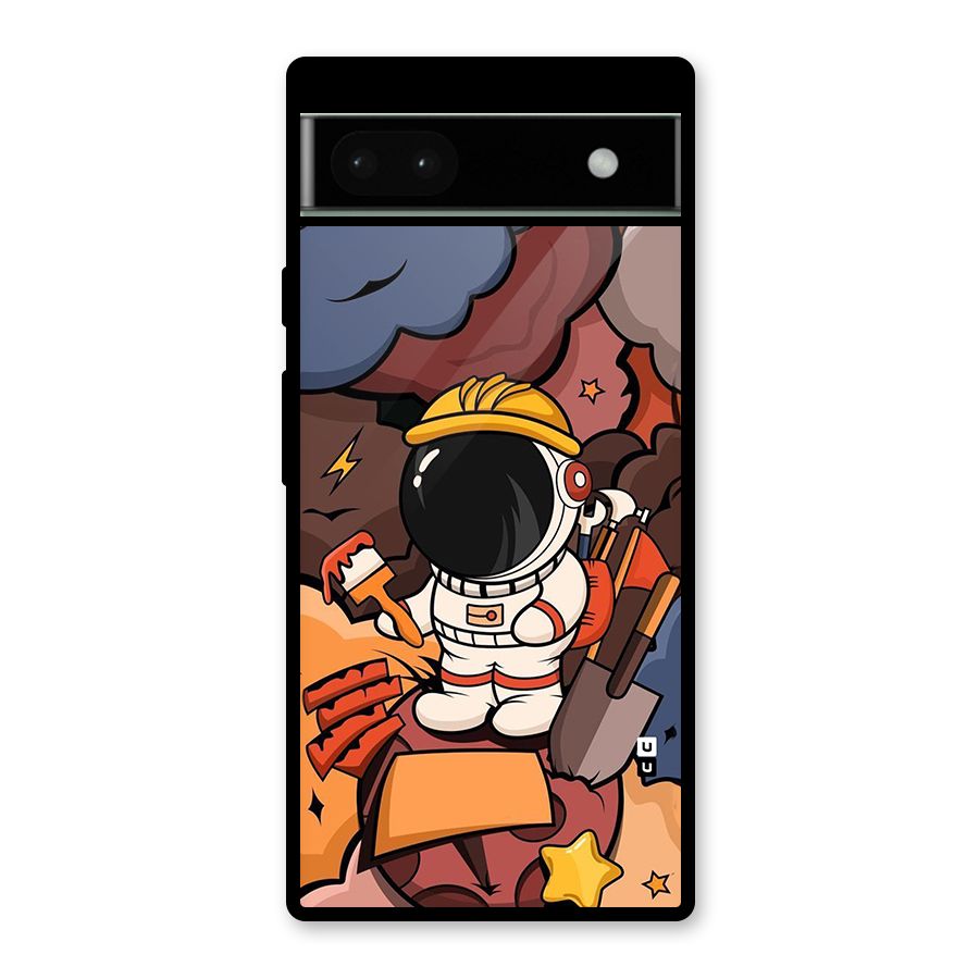 Comic Space Astronaut Glass Back Case for Google Pixel 6a