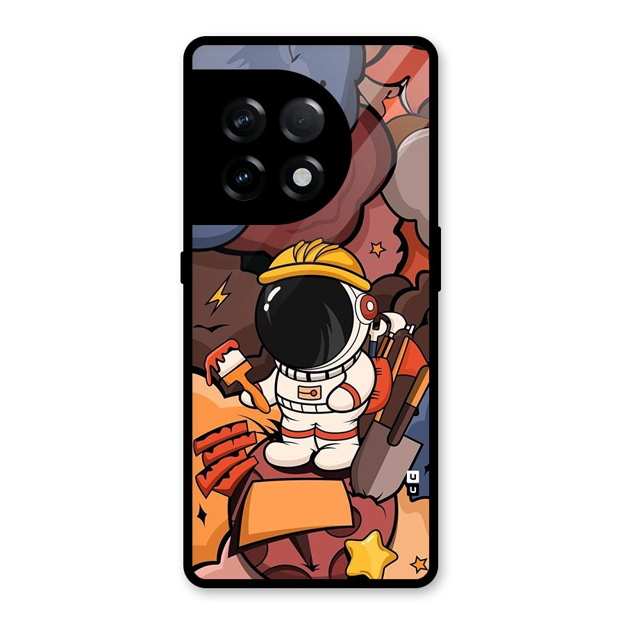 Comic Space Astronaut Glass Back Case for OnePlus 11R