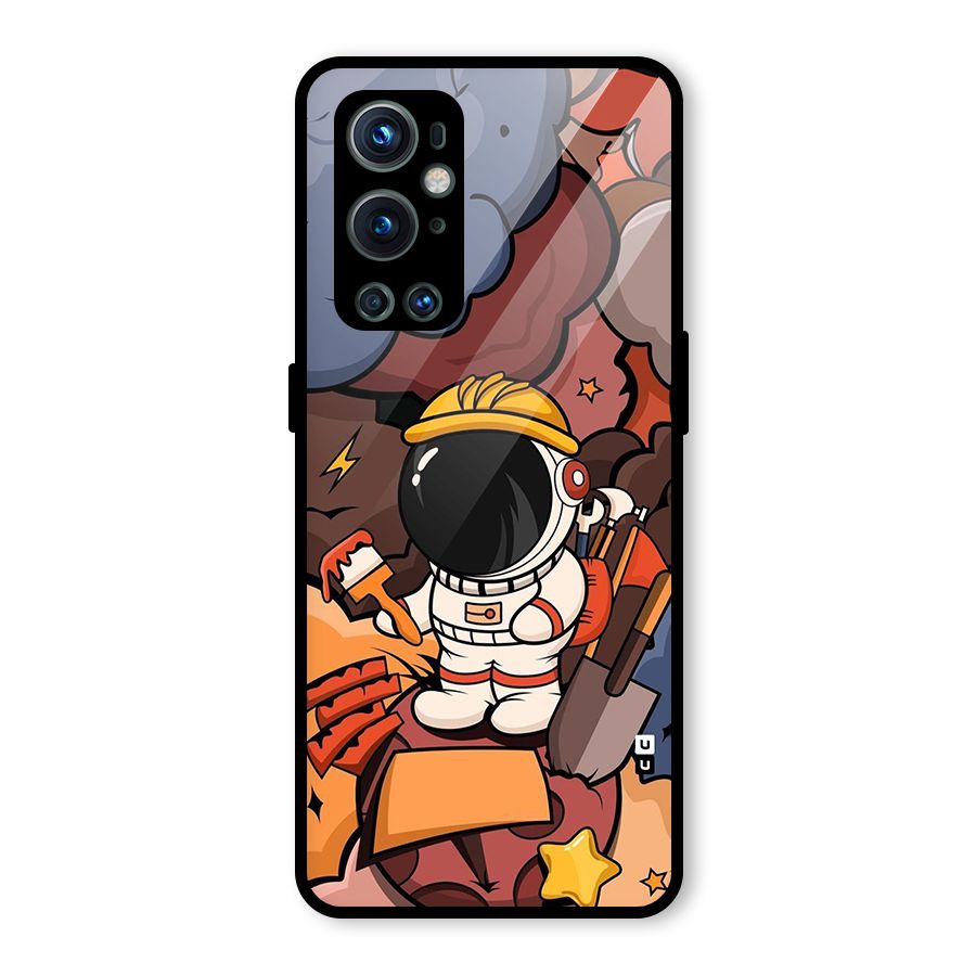 Comic Space Astronaut Glass Back Case for OnePlus 9 Pro