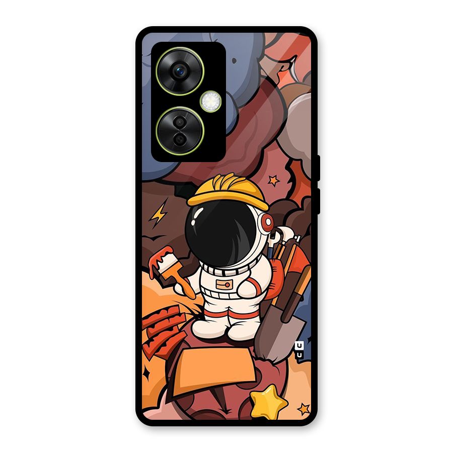 Comic Space Astronaut Glass Back Case for OnePlus Nord CE 3 Lite