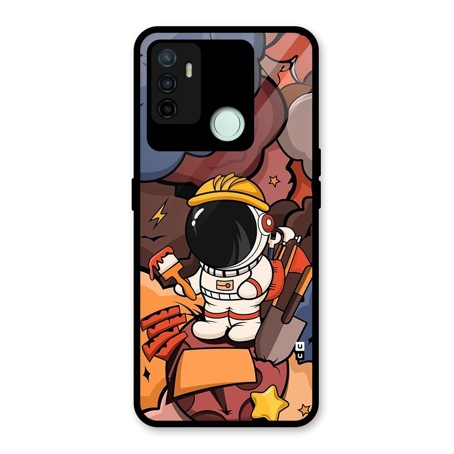 Comic Space Astronaut Glass Back Case for Oppo A53