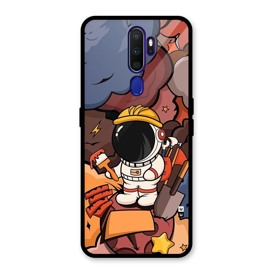 Comic Space Astronaut Glass Back Case for Oppo A9 (2020)